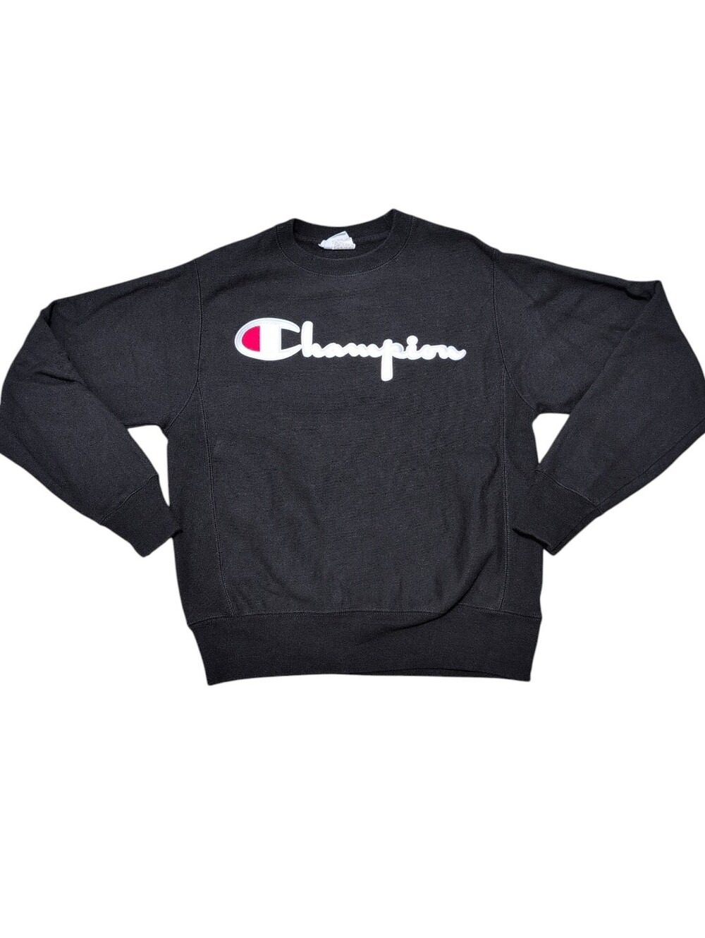 Champion Reverse Weave Sweatshirt Black Script Logo GF70 Small Womens‎